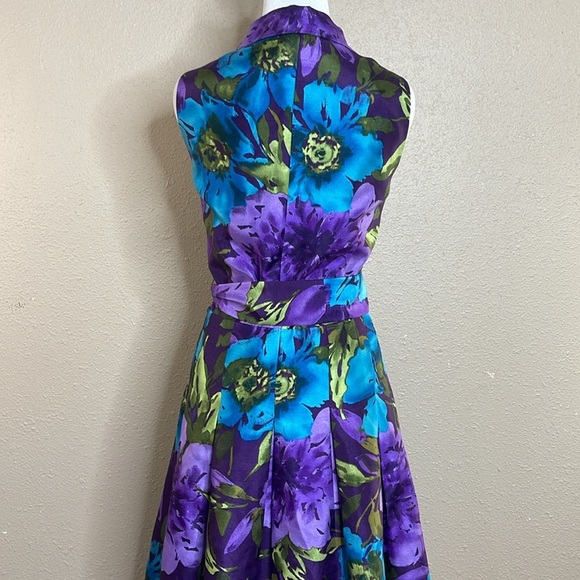 Jessica Howard Women’s Floral Jacquard A-Line Midi Pleated Sleeveless Dress 12W - Picture 6 of 13